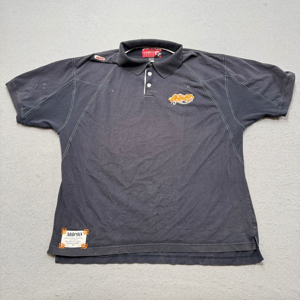 Vintage Akademiks Polo Shirt Mens 2XL Black Short Sleeve Boxy Hip Hop Streetwear